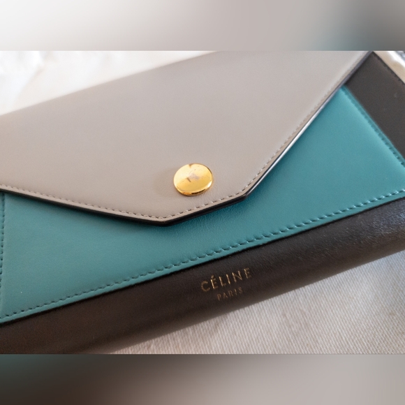 Celine Tri Color Leather Envelope Flap Wallet Full Inclusion - Picture 8 of 17